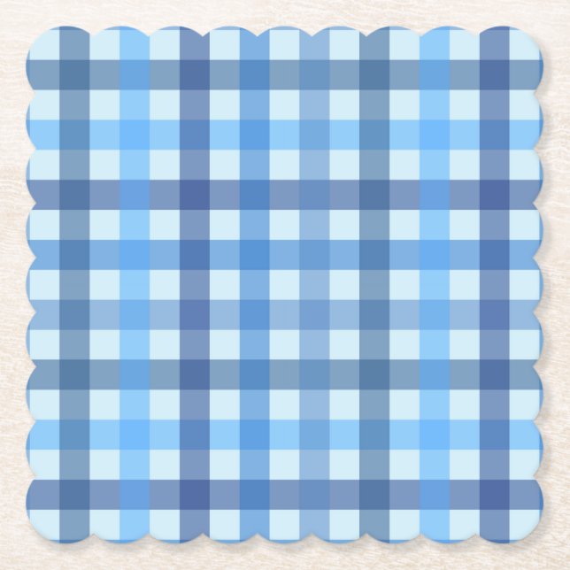 Blå femfärgad gingham mönster papper coaster  underlägg papper (Framsida)
