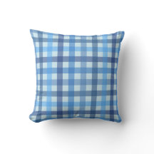 Blå femfärgad klassisk gingham mönstrad kudde