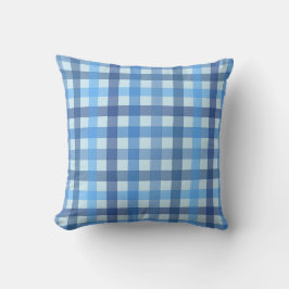 Blå femfärgad klassisk gingham mönstrad kudde 