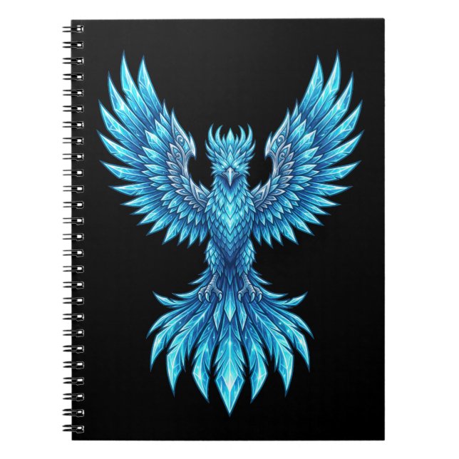 Blå Fenix Uppstigande Anteckningsbok - Fantasykons (Framsidan)