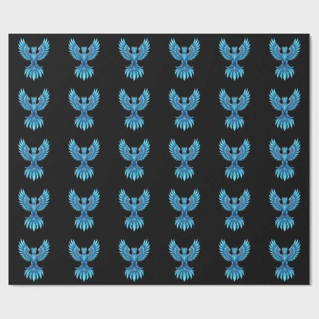 Blå Fenix Uppstigande Anteckningsbok - Fantasykons Presentpapper (Platt)