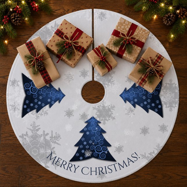 Blå Festlig Julgranströja Julgransmatta Fleece (Blue Festive Christmas Tree Skirt)