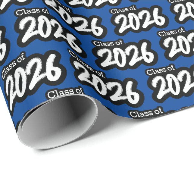 Blå fet penselklass för 2026 Papper omformning Presentpapper (Rullad Hörn)