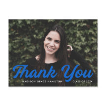 Blå | Fet skriptfoto Studenten Tack