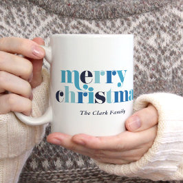 Blå fetstil, foto "God jul" Kaffemugg