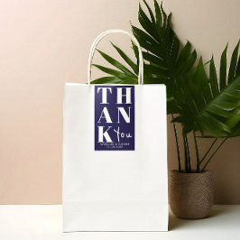 Blå, fetstilt, enkel bröllopsförmån för Tack Rektangulärt Klistermärke