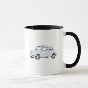 Blå fiat 500 Topolino-pennan Stil Teckning Mugg