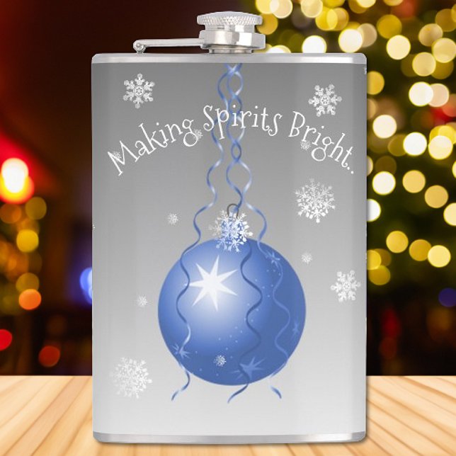 Blå Finare-julklapp för prydnadsföremål Fickplunta (Blue Fancy Christmas Ornament Flask)