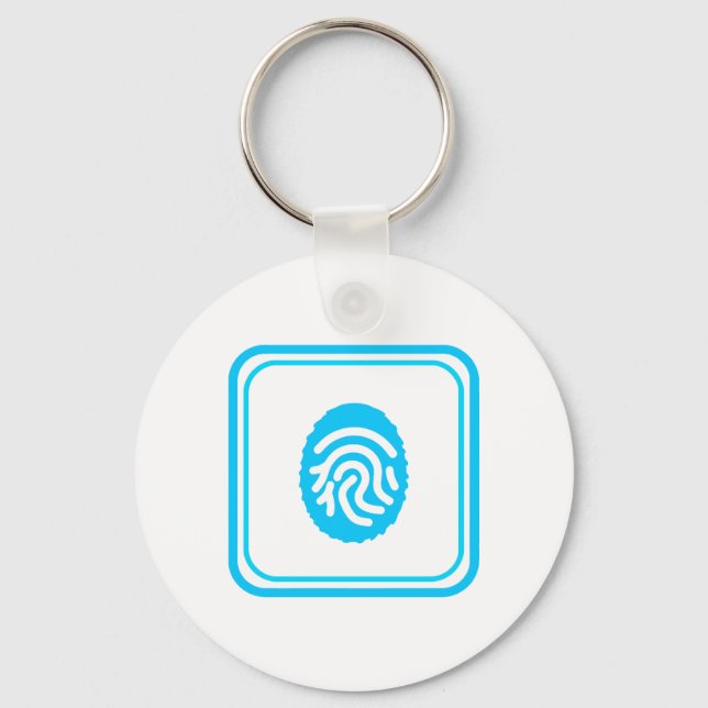 Blå fingeravtryck Biometrisk säkerhet Nyckelring (Framsida)