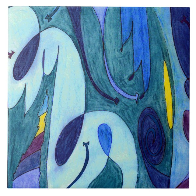 Blå fingrar kakelplatta (Framsidan)