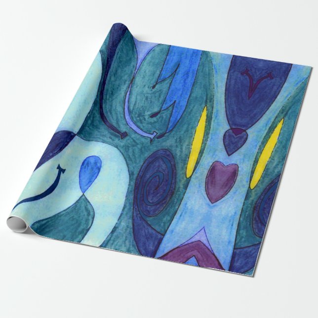 Blå fingrar presentpapper (Utrullad)