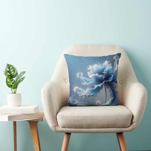 Blå Finurlig Fantasi Blomma Kudde (Stol)