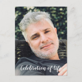 Blå firande av livet med foto begravningsinbjudan vykort