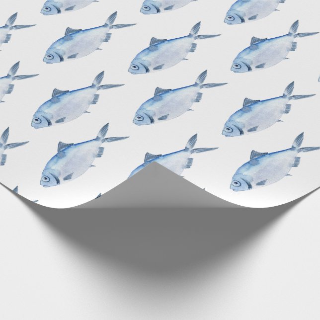 Blå Fisk Akvarell Kust Presentpapper (Hörn)