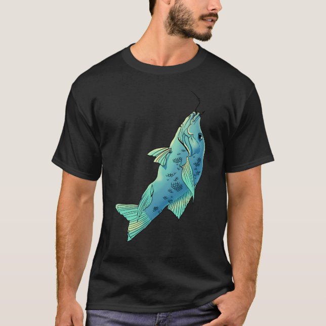 Blå fisk, fisk t shirt (Framsida)