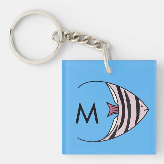 Blå fisk mönster monogram (Framsidan)