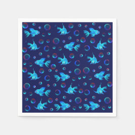 blå fisk mönster pappersservett