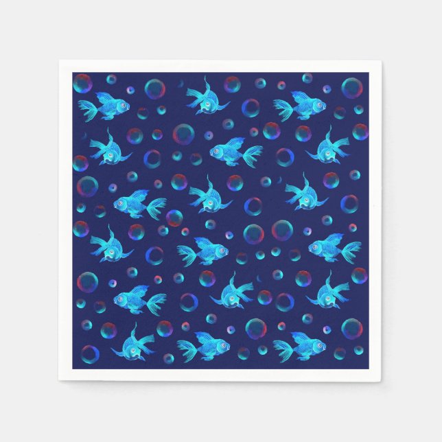 blå fisk mönster pappersservett (Framsidan)