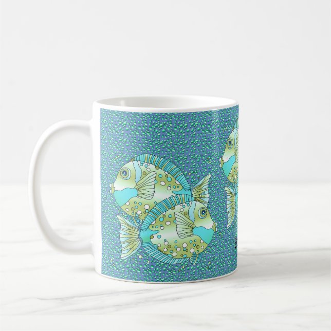 Blå fisk mugg (Vänster)