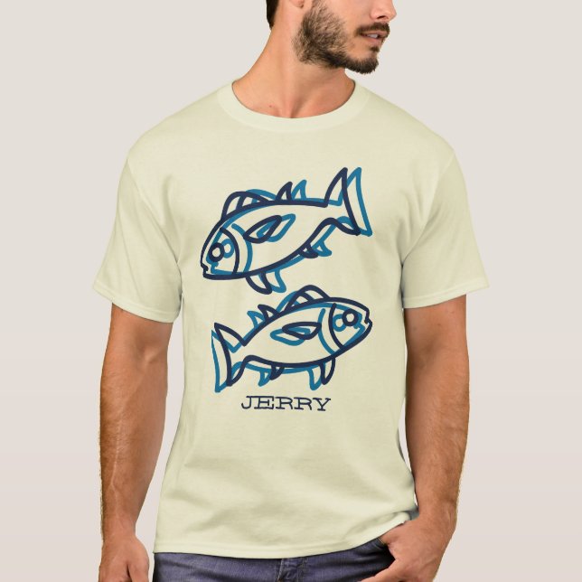 Blå fisk Nautisk T Shirt (Framsida)