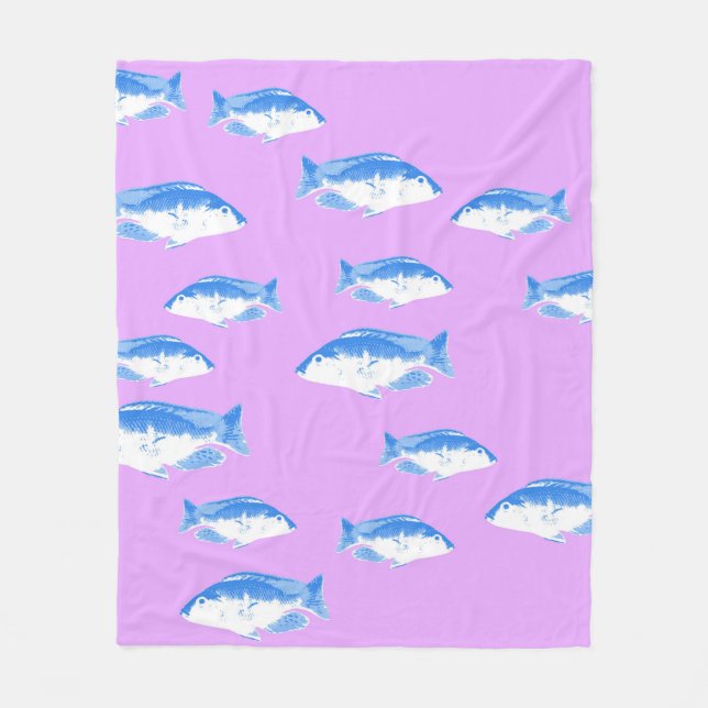 Blå fisk på lila fleecefilt (Framsidan)