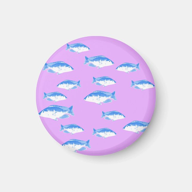 Blå fisk på lila magnet (Framsidan)