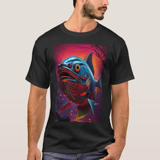 Blå fisk t shirt (Framsida)