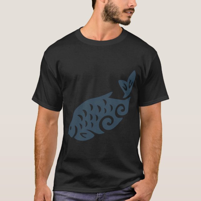 blå fisk t shirt (Framsida)