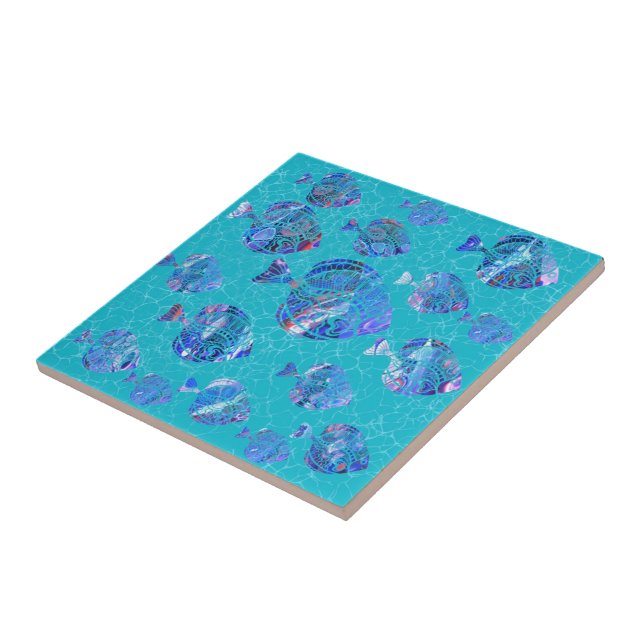 Blå fiskar Aqua turkos keramisk kakel (Sidan)