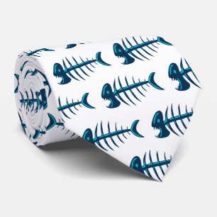 Blå fiskben Mönster Slips