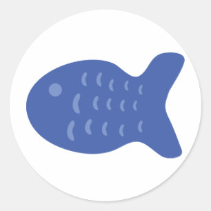 blå fiskikon runt klistermärke
