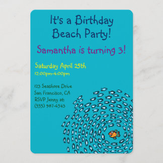 Blå fiskskola Mönster med liten Orange fisk Inbjudningar