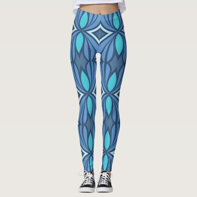 Blå Fitness Leggings - skuggor (Framsida)