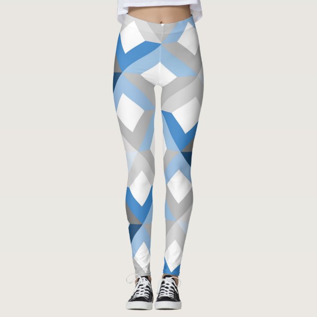blå fjädermönstrade leggings (Framsida)