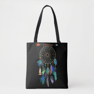 Blå fjädrar Boho Stil Dreamcatcher Tygkasse