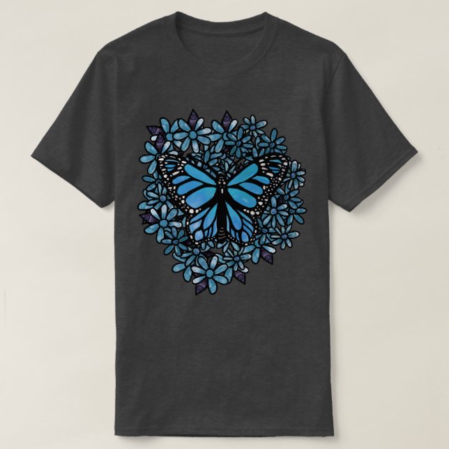 Blå fjäril3 t shirt (Design framsida)