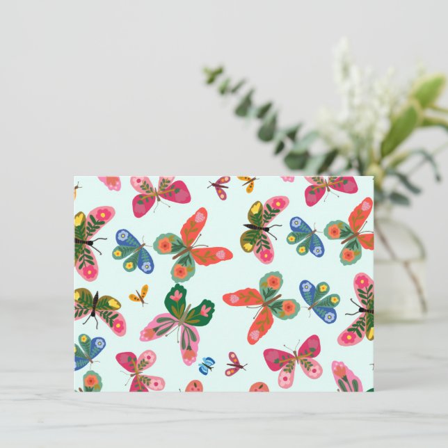 Blå fjäril-design tackkort  tack kort (Stående Fram)