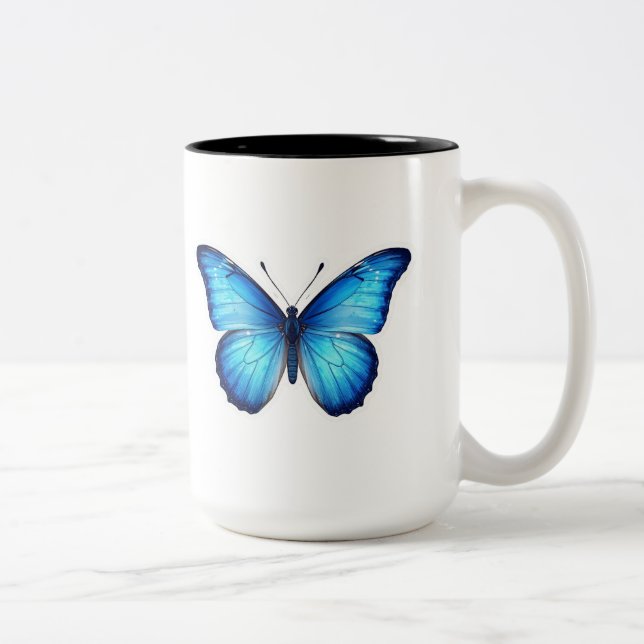 “Blå Fjäril Estetisk Mugg – Elegant Design” (Höger)