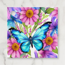 Blå fjäril i Fält i blommor Gåvor Etiketter