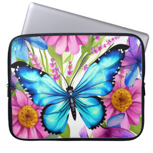 Blå fjäril i Fält i blommor Laptop Fodral