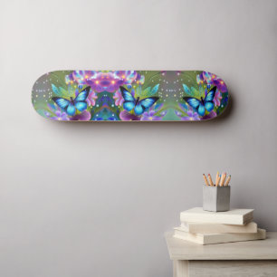 Blå fjäril i mejeriträdgården mini skateboard bräda 18,5 cm