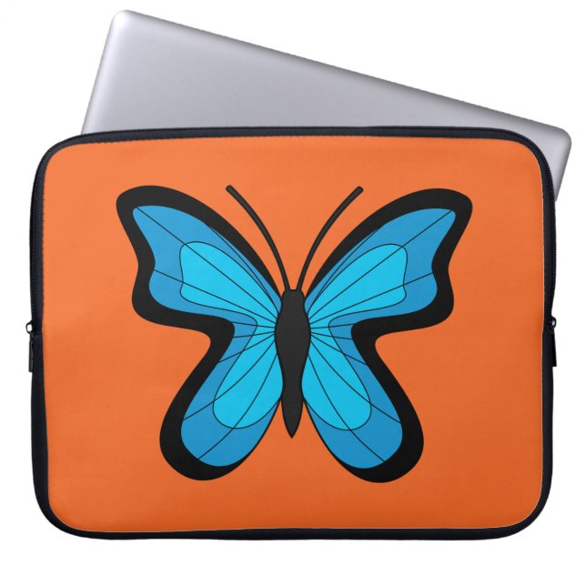 Blå Fjäril Laptop Fodral (Framsidan)