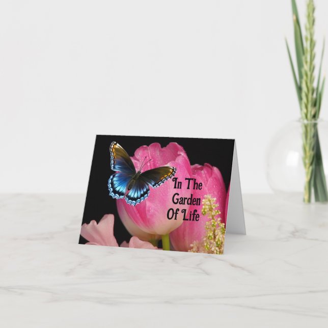 Blå Fjäril Mors Dag Gratulationskort Kort (Framsida)