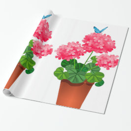Blå fjäril på Rosa Blommor, Pappra Presentpapper