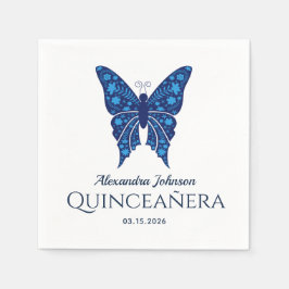 Blå Fjäril Quinceañera Pappersservett