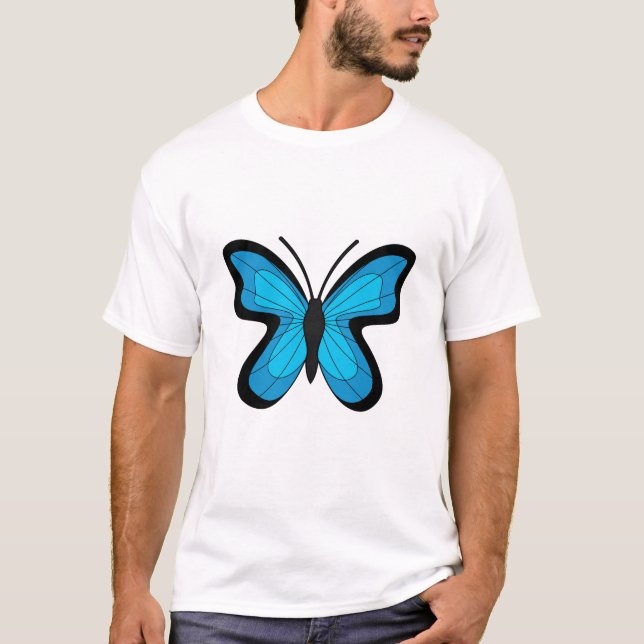 Blå Fjäril T Shirt (Framsida)