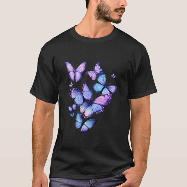 Blå Fjäril Trädgård Fjäril Barn  T Shirt (Framsida)