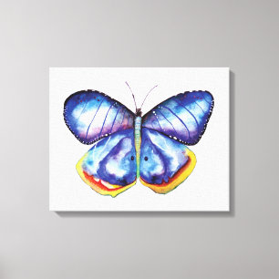 Blå fjäril Watercolor Art Single Canvas