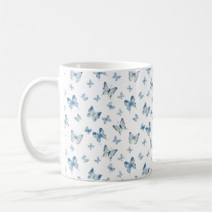 Blå fjärilar, bakgrund mugg
