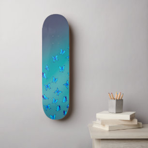 Blå fjärilar i måndagskäglan mini skateboard bräda 18,5 cm